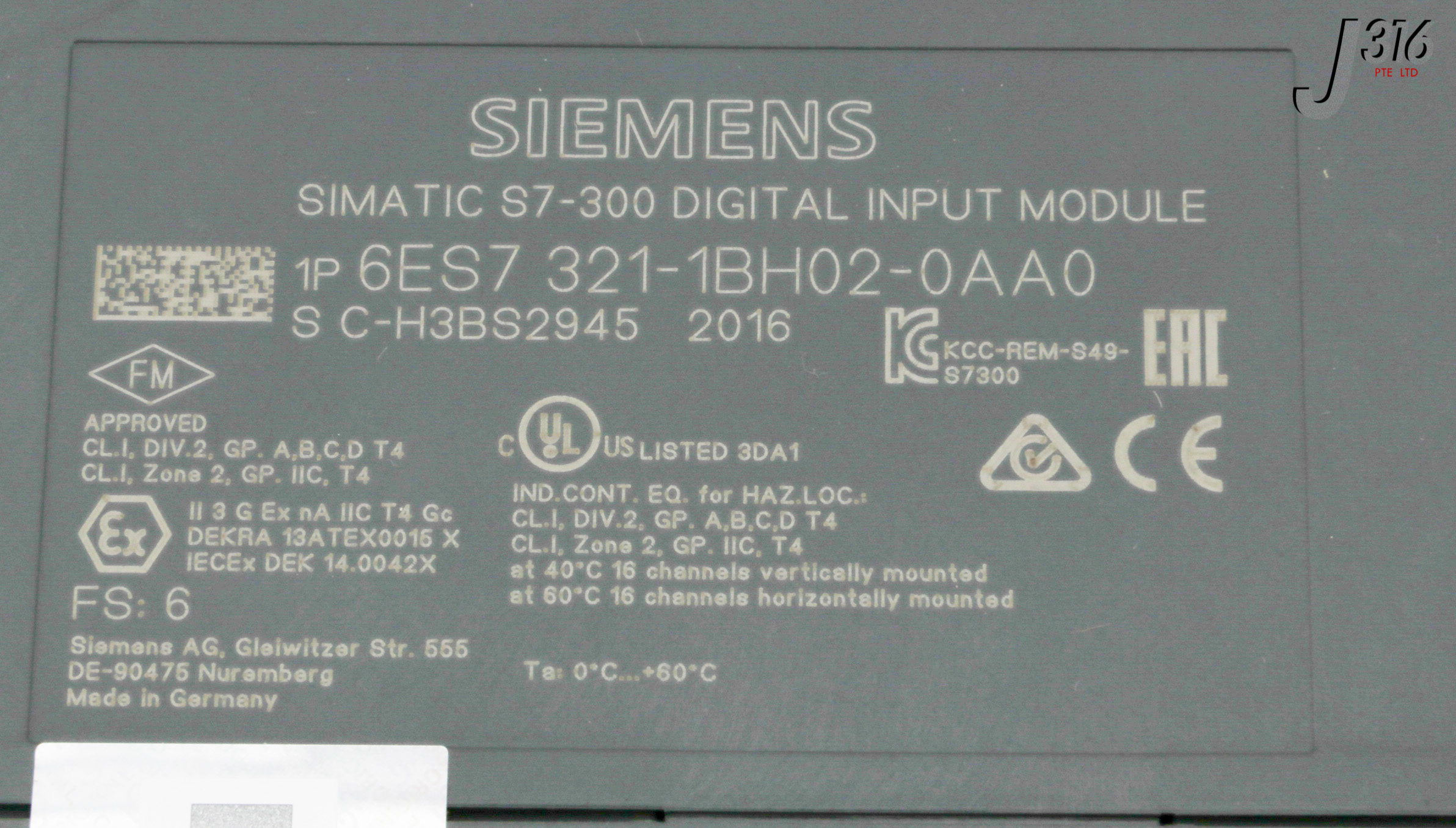 31581 SIEMENS SIMATIC S7-300 DIGITAL INPUT MODULE (NEW) 6ES7 321
